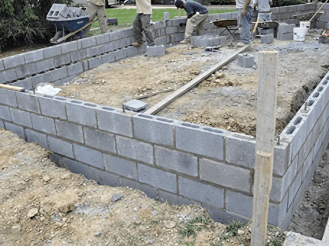 Professionals building a foundation with blocks in Stockton, CA